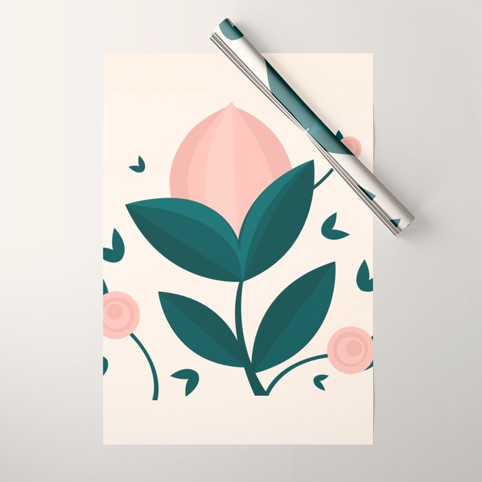 Pink flower Wrapping Paper Gallery Image 1