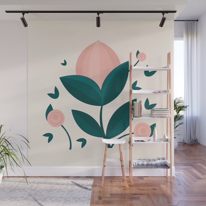 Pink flower Wall Mural Gallery Image 1