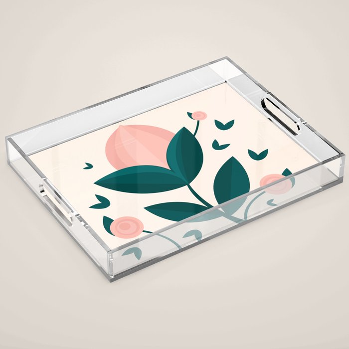 Pink flower Acrylic Tray Gallery Image 1