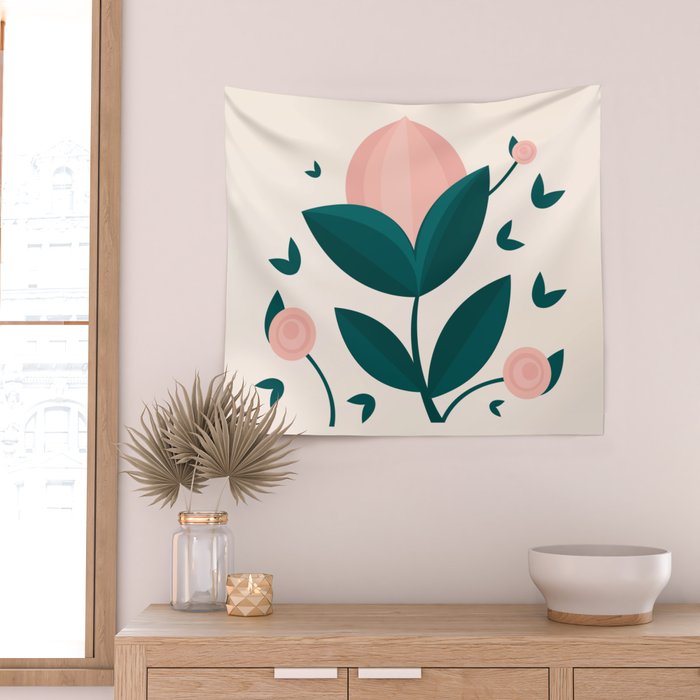 Pink flower Wall Tapestry Gallery Image 2
