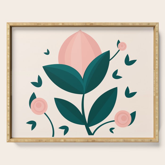 Pink flower Serving Tray Gallery Image 1