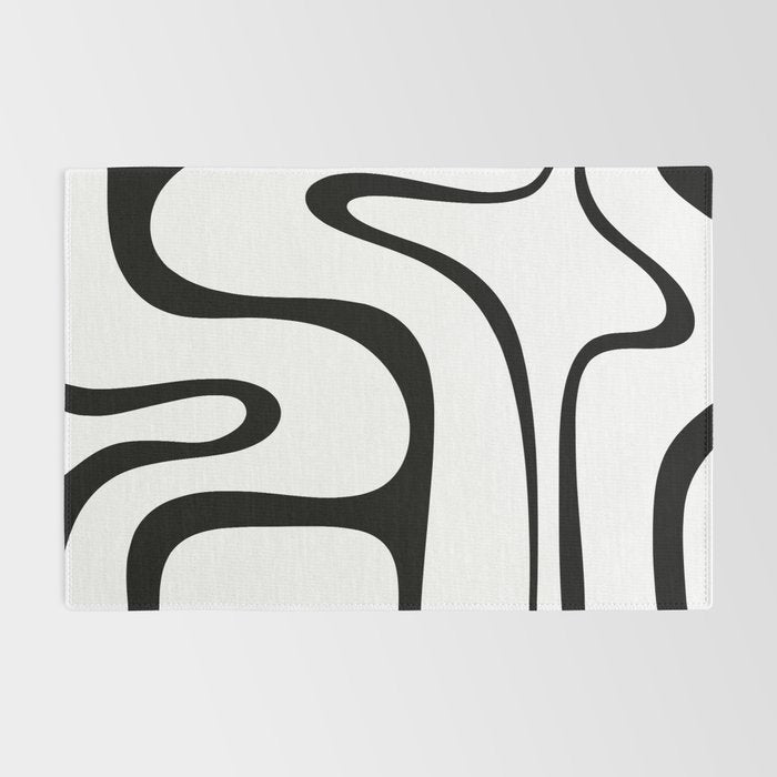 Copacetic Retro Abstract Pattern Black and White Rug Gallery Image 2