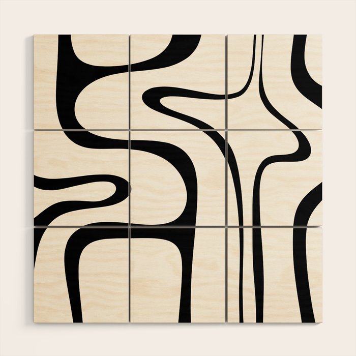 Copacetic Retro Abstract Pattern Black and White Wood Wall Art Gallery Image 1