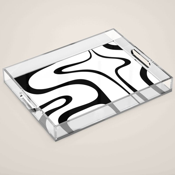 Copacetic Retro Abstract Pattern Black and White Acrylic Tray Gallery Image 1