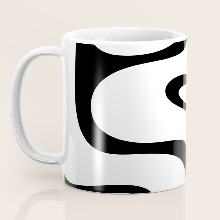 Copacetic Retro Abstract Pattern Black and White Coffee Mug Gallery Image 3