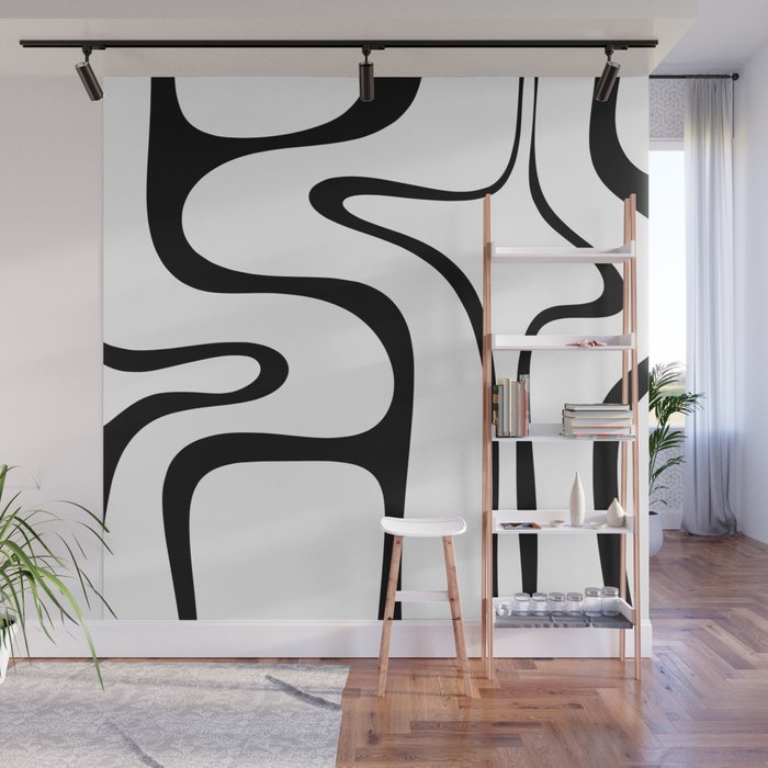 Copacetic Retro Abstract Pattern Black and White Wall Mural Gallery Image 1