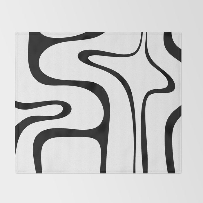Copacetic Retro Abstract Pattern Black and White Throw Blanket Gallery Image 2