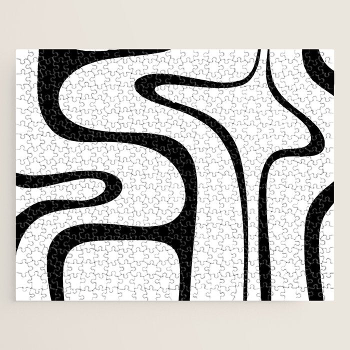 Copacetic Retro Abstract Pattern Black and White Jigsaw Puzzle Gallery Image 1