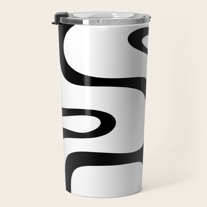 Copacetic Retro Abstract Pattern Black and White Travel Mug Gallery Image 3