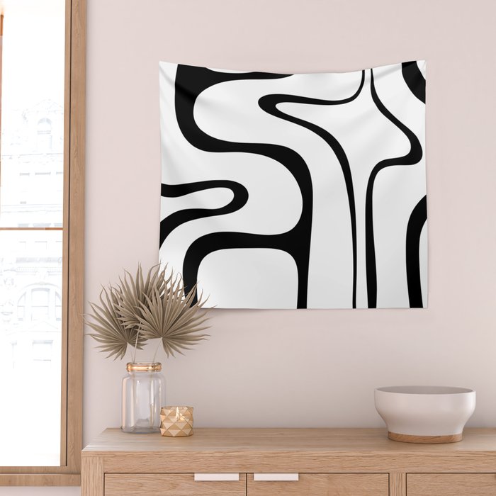 Copacetic Retro Abstract Pattern Black and White Wall Tapestry Gallery Image 2