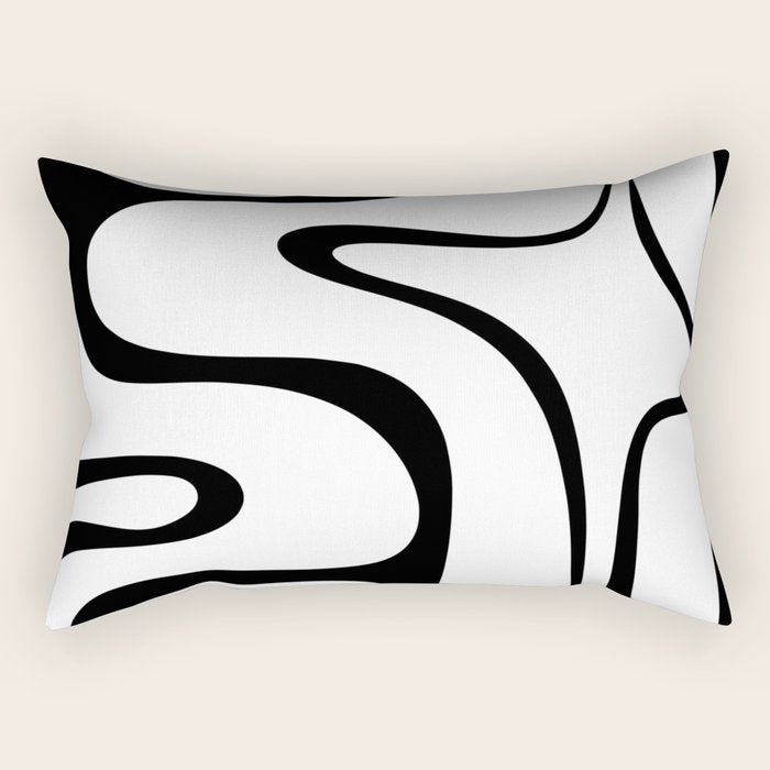 Copacetic Retro Abstract Pattern Black and White Rectangular Pillow Gallery Image 2