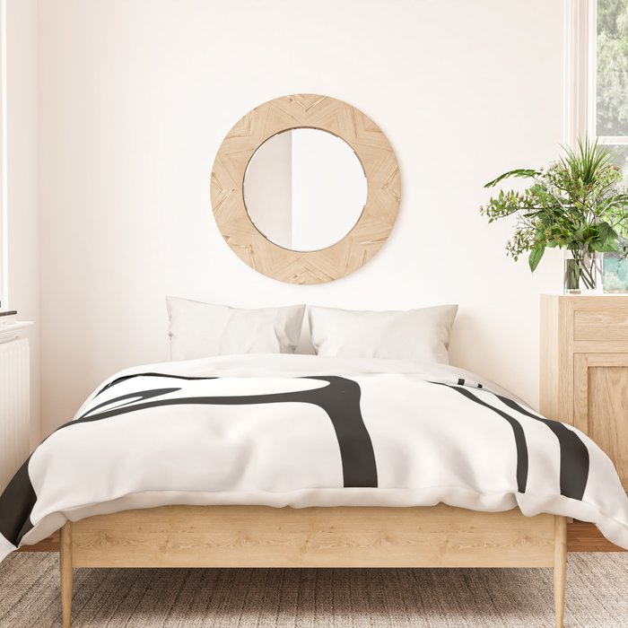 Copacetic Retro Abstract Pattern Black and White Duvet Cover Gallery Image 3