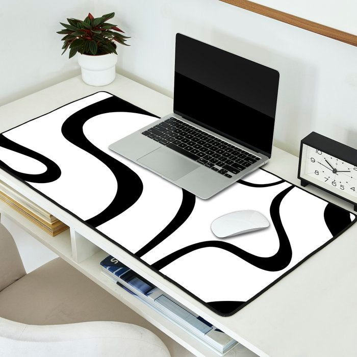 Copacetic Retro Abstract Pattern Black and White Desk Mat Gallery Image 2