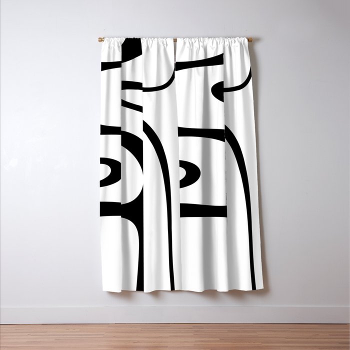 Copacetic Retro Abstract Pattern Black and White Window Curtain Gallery Image 3