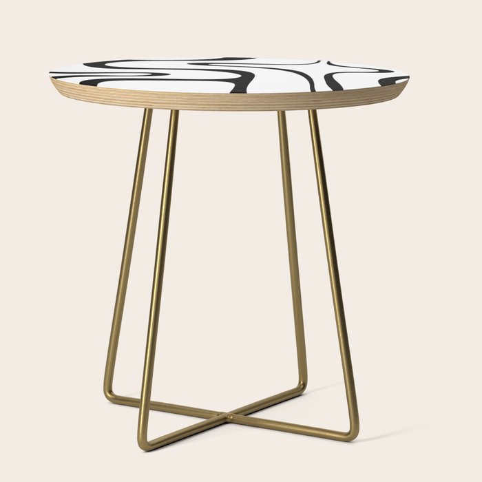 Copacetic Retro Abstract Pattern Black and White Side Table Gallery Image 1