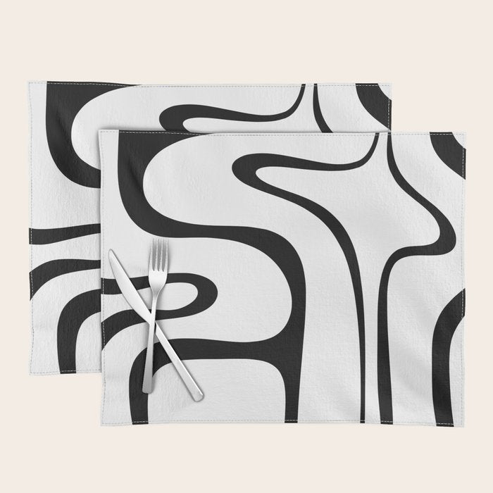 Copacetic Retro Abstract Pattern Black and White Placemat Gallery Image 1