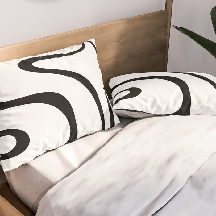 Copacetic Retro Abstract Pattern Black and White Pillow Sham Gallery Image 2
