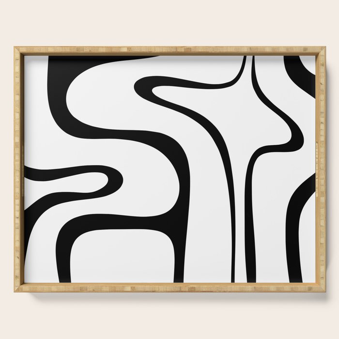 Copacetic Retro Abstract Pattern Black and White Serving Tray Gallery Image 1