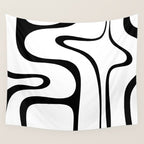 Copacetic Retro Abstract Pattern Black and White Wall Tapestry Gallery Image 4