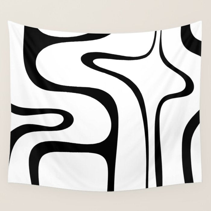 Copacetic Retro Abstract Pattern Black and White Wall Tapestry Gallery Image 4