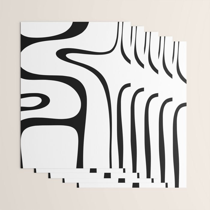 Copacetic Retro Abstract Pattern Black and White Wrapping Paper Gallery Image 3