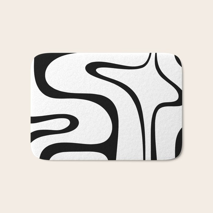 Copacetic Retro Abstract Pattern Black and White Bath Mat Gallery Image 1