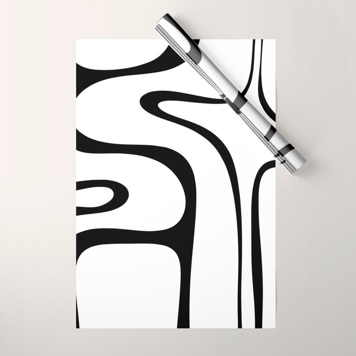 Copacetic Retro Abstract Pattern Black and White Wrapping Paper Gallery Image 1