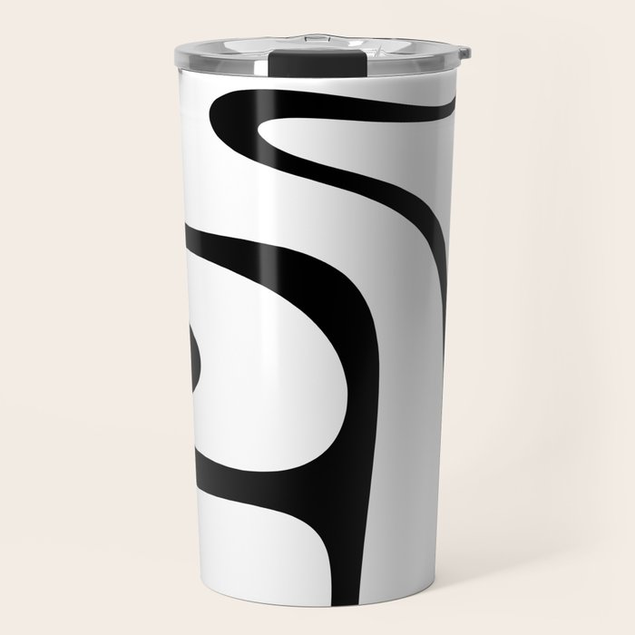 Copacetic Retro Abstract Pattern Black and White Travel Mug Gallery Image 1