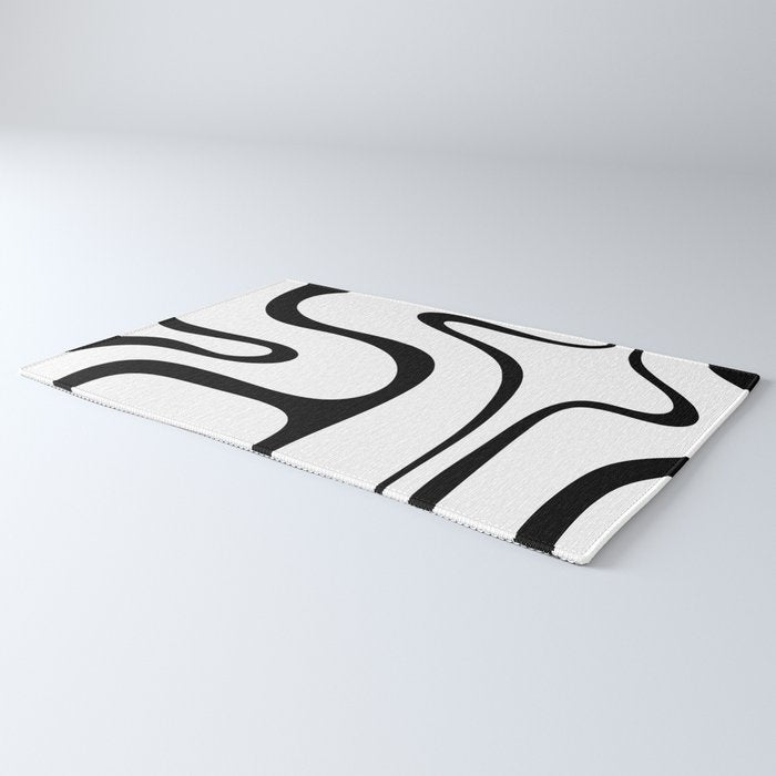 Copacetic Retro Abstract Pattern Black and White Rug Gallery Image 3