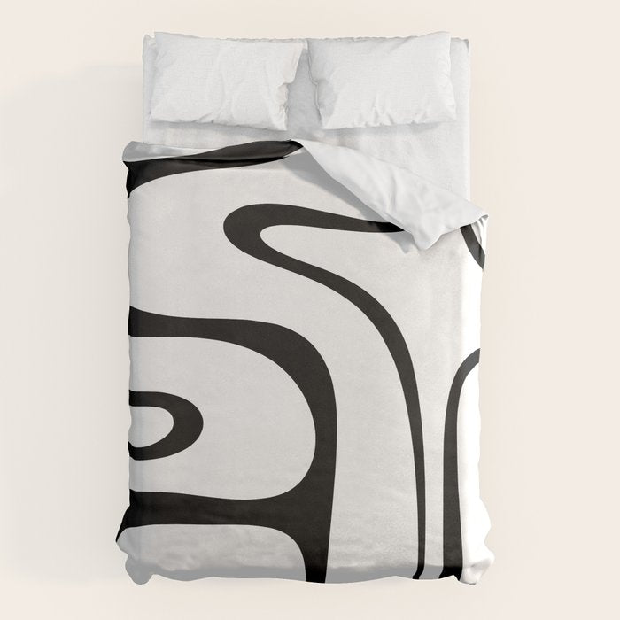 Copacetic Retro Abstract Pattern Black and White Duvet Cover Gallery Image 6