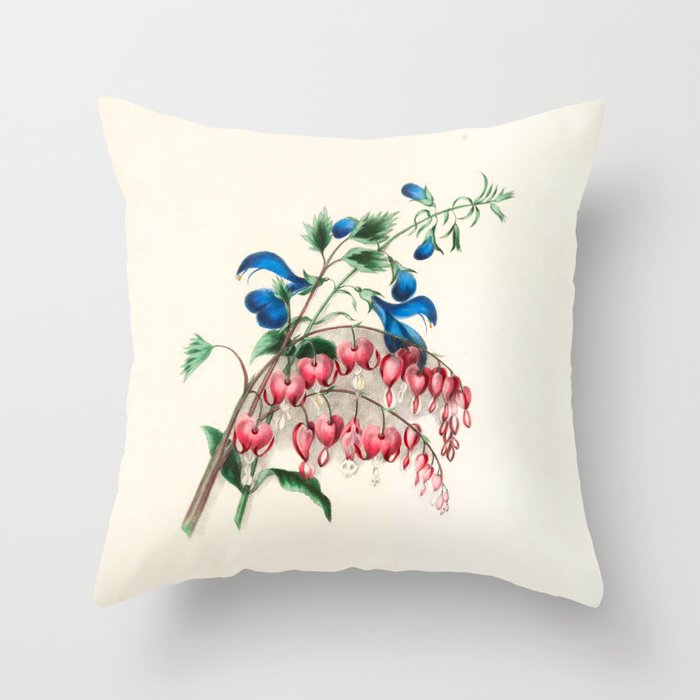  Salvia and dielytra flowers by Clarissa Munger Badger, 1866 (benefitting The Nature Conservancy) Throw Pillow Gallery Image 1