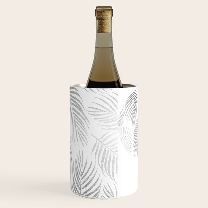 Chic elegant silver foil palm tree leaves Wine Chiller Gallery Image 3