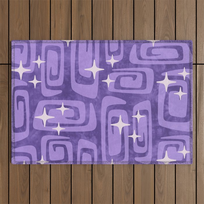 Mid Century Modern Cosmic Galaxies 584 Purple Outdoor Rug Gallery Image 1