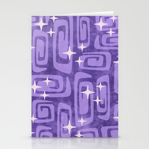 Mid Century Modern Cosmic Galaxies 584 Purple Stationery Card Gallery Image 2