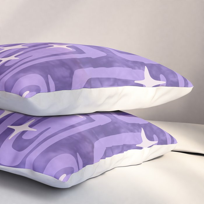 Mid Century Modern Cosmic Galaxies 584 Purple Pillow Sham Gallery Image 3