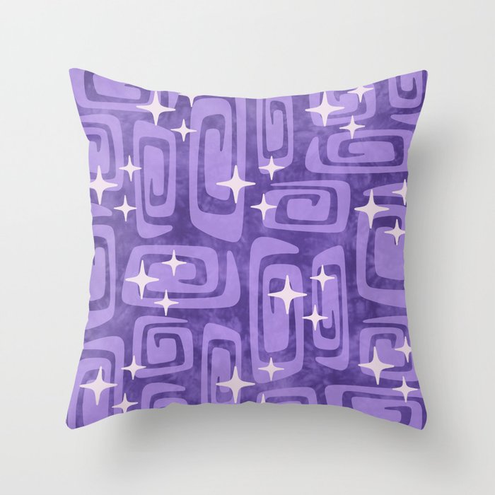 Mid Century Modern Cosmic Galaxies 584 Purple Throw Pillow Gallery Image 6