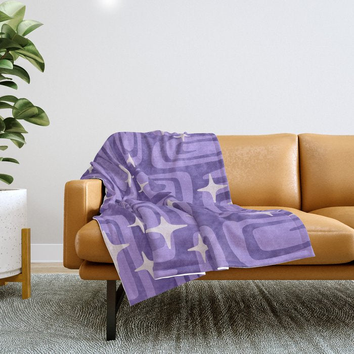 Mid Century Modern Cosmic Galaxies 584 Purple Throw Blanket Gallery Image 1