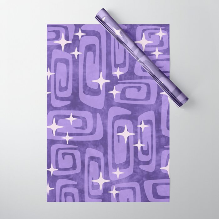 Mid Century Modern Cosmic Galaxies 584 Purple Wrapping Paper Gallery Image 1