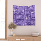Mid Century Modern Cosmic Galaxies 584 Purple Wall Tapestry Gallery Image 2