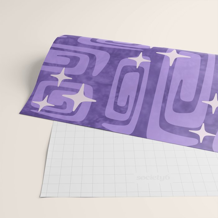 Mid Century Modern Cosmic Galaxies 584 Purple Wrapping Paper Gallery Image 2