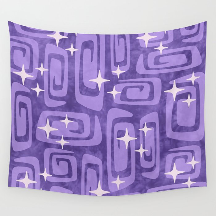 Mid Century Modern Cosmic Galaxies 584 Purple Wall Tapestry Gallery Image 4
