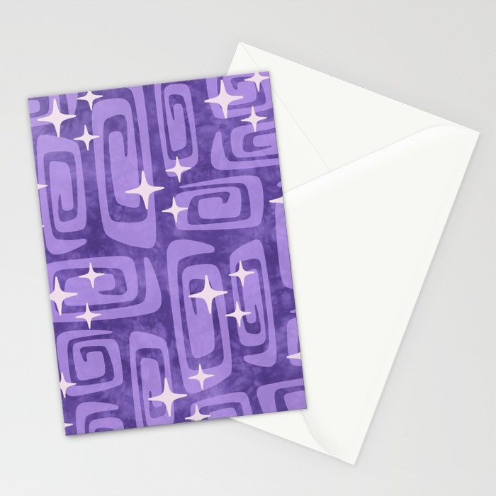 Mid Century Modern Cosmic Galaxies 584 Purple Stationery Card Gallery Image 2