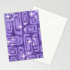 Mid Century Modern Cosmic Galaxies 584 Purple Stationery Card Gallery Image 2
