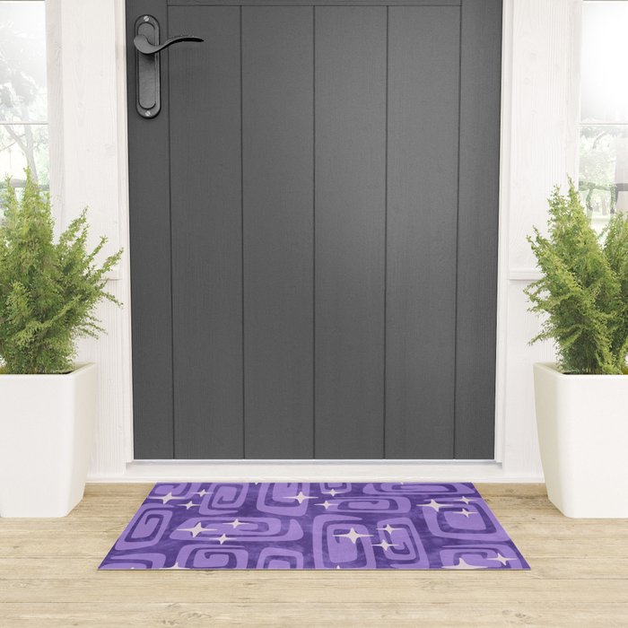 Mid Century Modern Cosmic Galaxies 584 Purple Welcome Mat Gallery Image 3