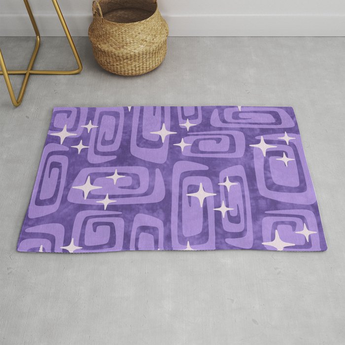 Mid Century Modern Cosmic Galaxies 584 Purple Rug Gallery Image 1