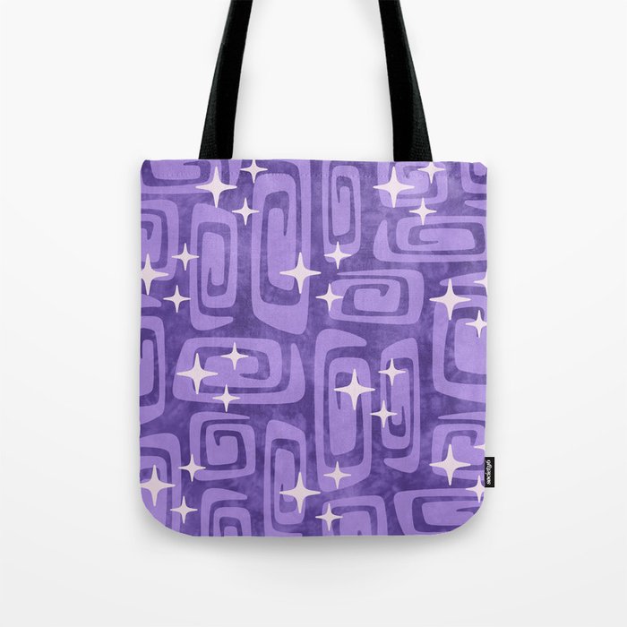 Mid Century Modern Cosmic Galaxies 584 Purple Tote Bag Gallery Image 1