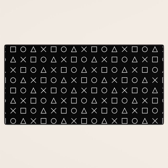 gamer pattern black and white  - gaming design black Desk Mat Gallery Image 3