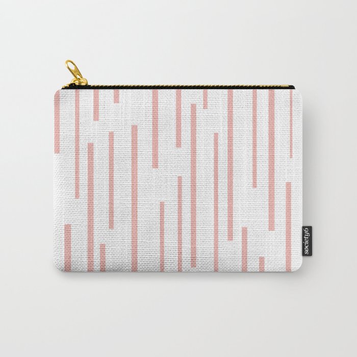 Leitungen Minimalist Pink and White Interrupted Line Pattern Carry All Pouch Gallery Image 1