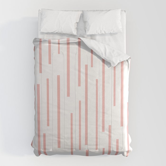 Leitungen Minimalist Pink and White Interrupted Line Pattern Comforter Gallery Image 6