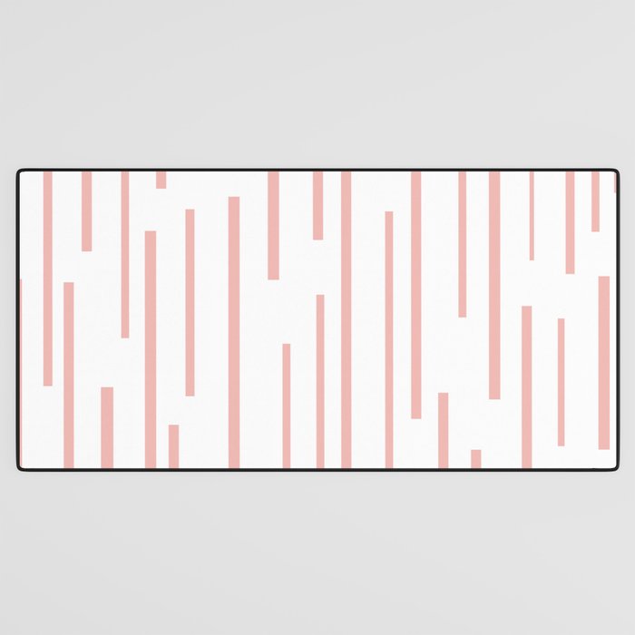 Leitungen Minimalist Pink and White Interrupted Line Pattern Desk Mat Gallery Image 3
